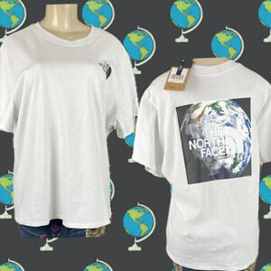 The North Face + XXL White Logo Crew Earth Day Back Graphic Short Sleeve Tee